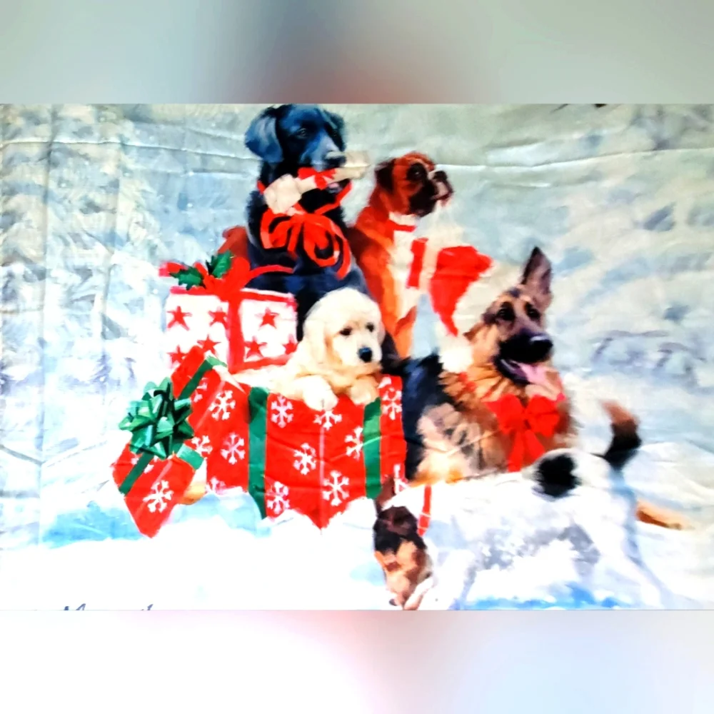 NIB The Macneil Studio Fabric Christmas Dog Shower Curtain